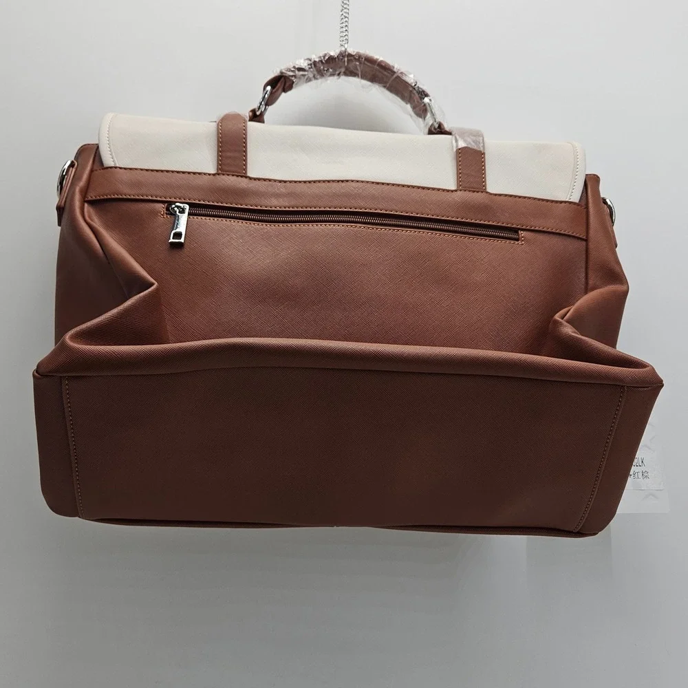 LOVEVOOK Laptop Bag Women Brown Cream Briefcase Messenger PU WB148202LK NEW